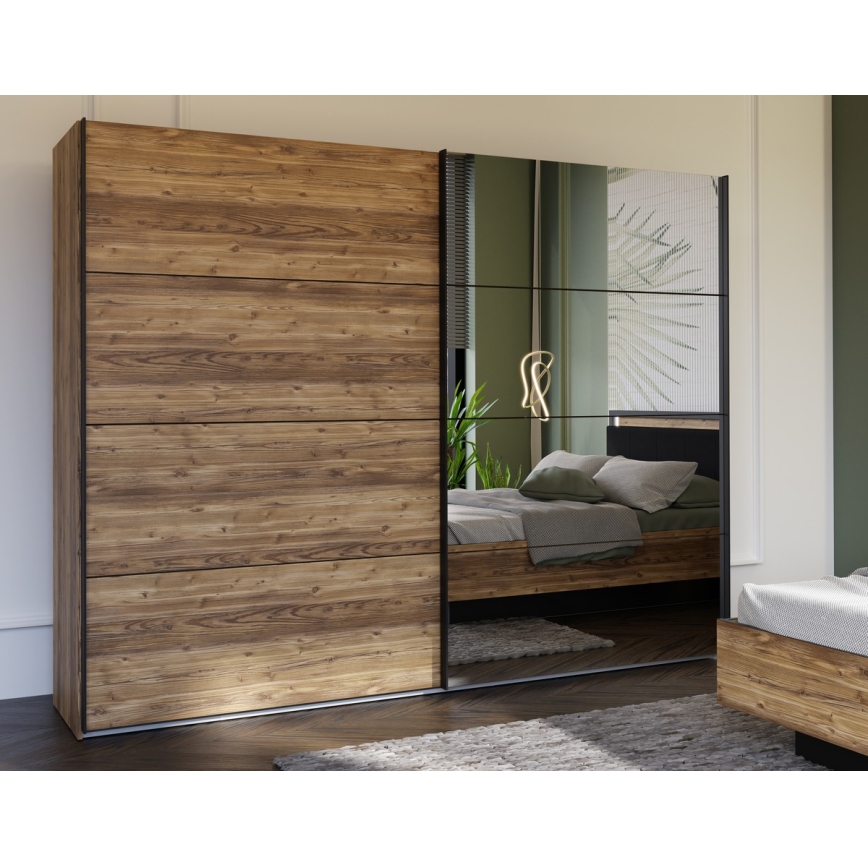 Armoire avec miroir OREN 270x210 cm chêne artisan