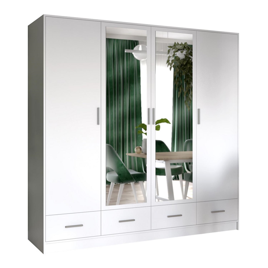Armoire avec miroir SANNA 200x215 cm blanc