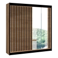Armoire avec miroir SANTINO 203x215 cm chêne craft/noir