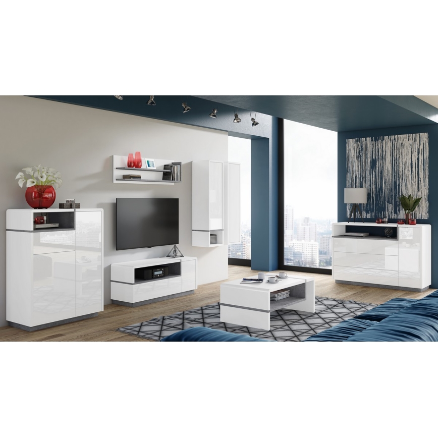 Armoire avec tiroir FRED blanc/gris