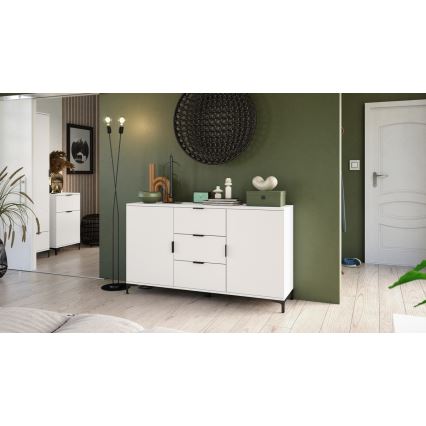 Armoire avec tiroirs et petite porte LORA blanc