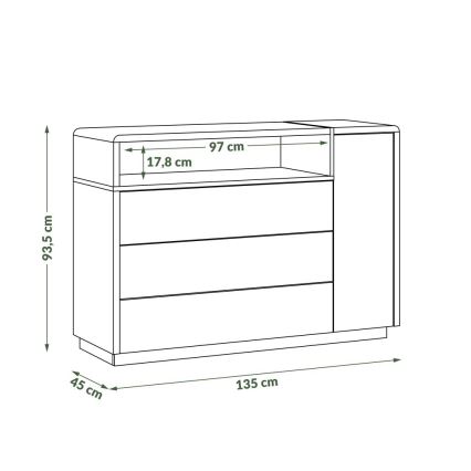 Armoire avec tiroirs FRED anthracite/chêne artisan