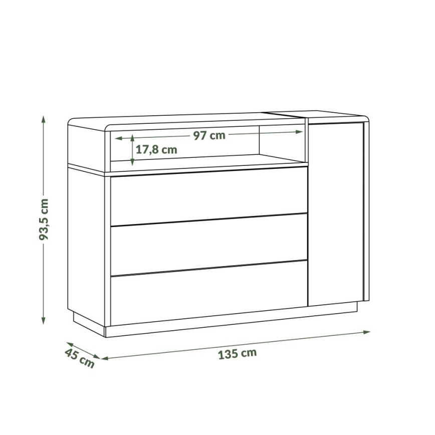 Armoire avec tiroirs FRED anthracite/chêne artisan