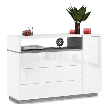 Armoire avec tiroirs FRED blanc/gris