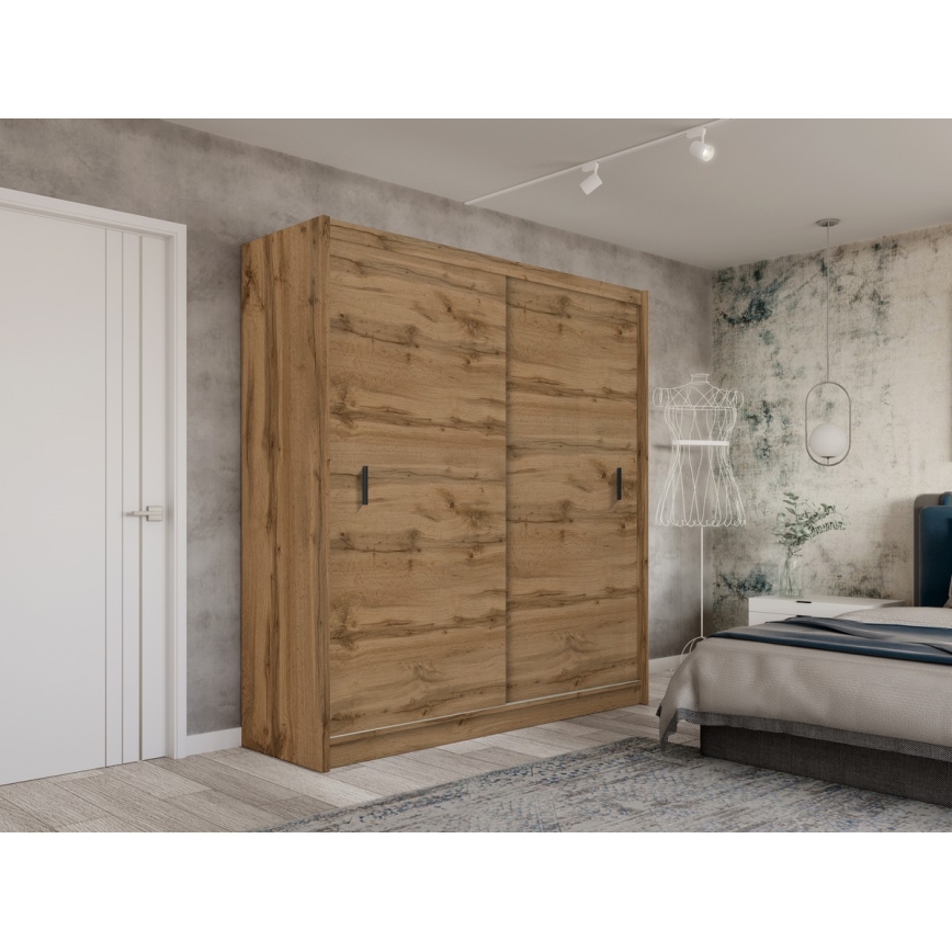 Armoire à portes coulissantes SAPHIRA 203x215 cm chêne wotan