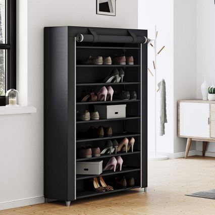Armoire de rangement en tissu à étagères MATIS 100 x 162 cm noire