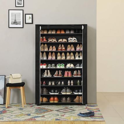 Armoire de rangement en tissu à étagères MATIS 100 x 162 cm noire