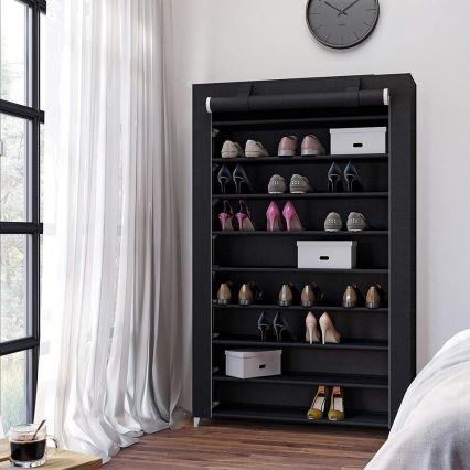Armoire de rangement en tissu à étagères MATIS 100 x 162 cm noire