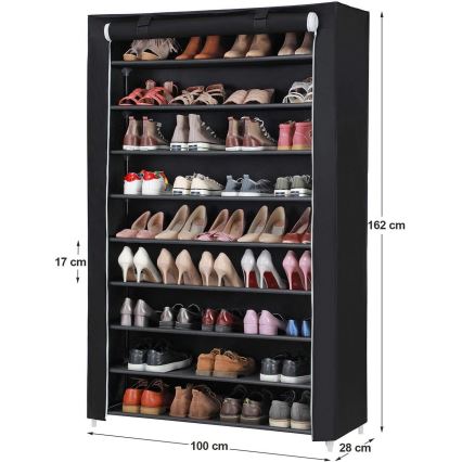 Armoire de rangement en tissu à étagères MATIS 100 x 162 cm noire