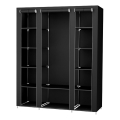 Armoire de rangement en tissu avec étagères et tringle MATIS 150x175 cm noire