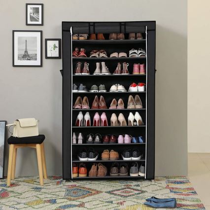 Armoire de rangement en tissu avec étagères MATIS 88x160 cm noire
