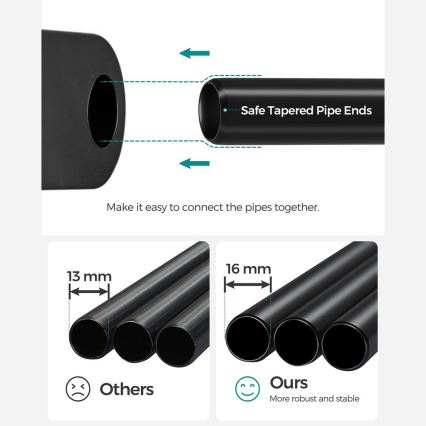 Armoire de rangement MATIS 138x182 cm avec étagères et tringle à vêtements, noire