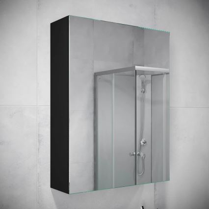 Armoire de salle de bain avec miroir HENRY 65x50 cm noir