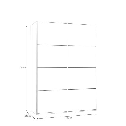Armoire KARO 150x210 cm avec miroir, blanche