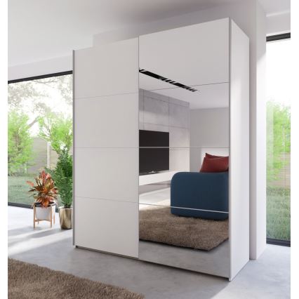 Armoire KARO 170 x 210 cm avec miroir, blanche
