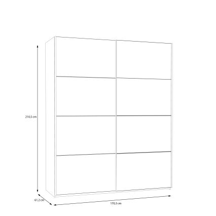 Armoire KARO 170x210 cm avec miroir, blanche