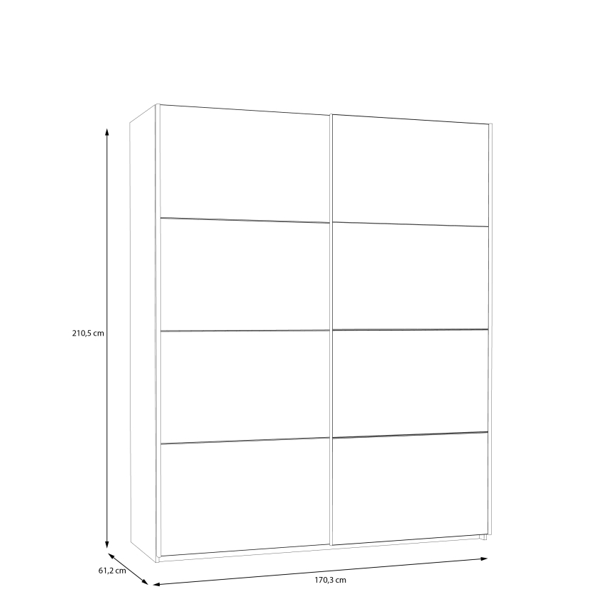 Armoire KARO 170x210 cm avec miroir, blanche