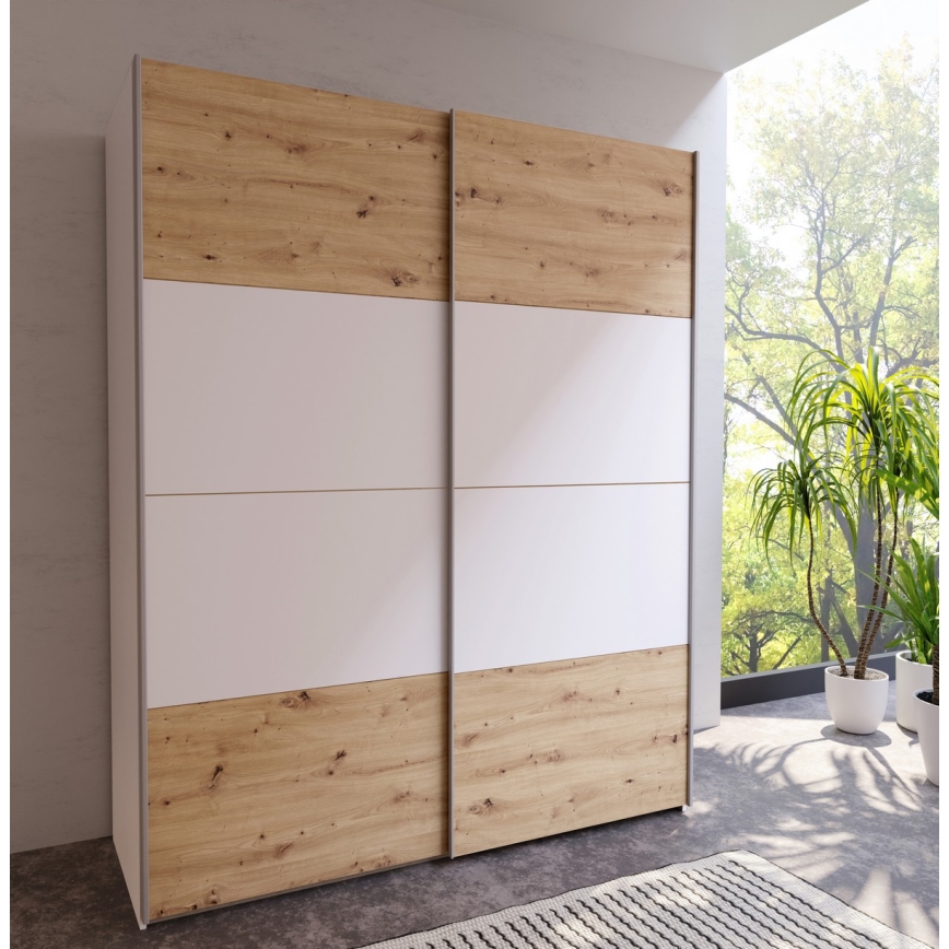 Armoire KARO 170x210 cm blanc/chêne artisan