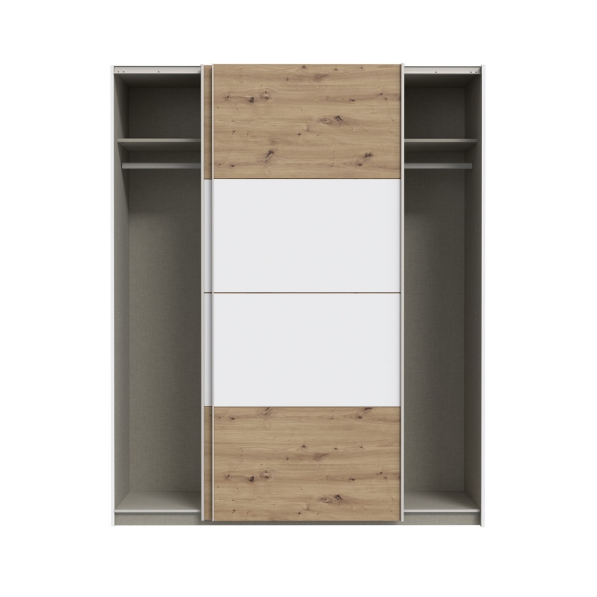 Armoire KARO 170x210 cm blanche/chêne artisan