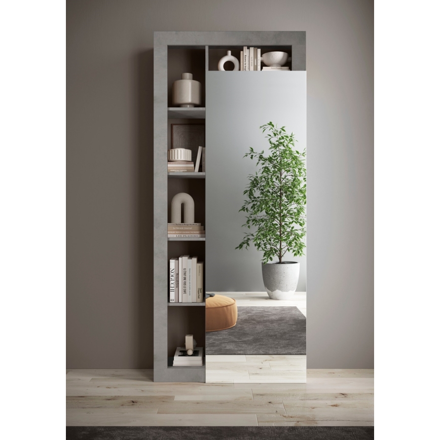 Armoire LENOR 91 x 209 cm blanc / gris béton