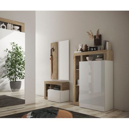 Armoire LENOR blanc/chêne clair