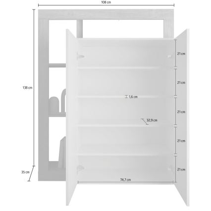 Armoire LENOR blanc/gris effet béton