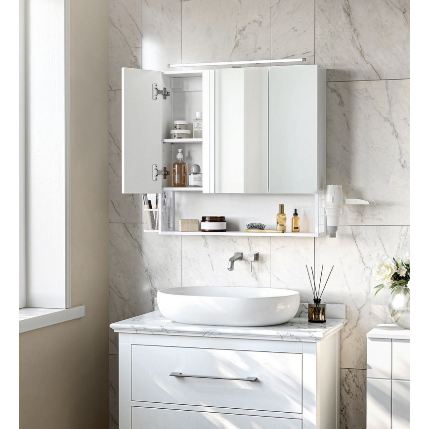 Armoire-miroir LED SKY pour salle de bains 70x70x16 cm 230V blanche