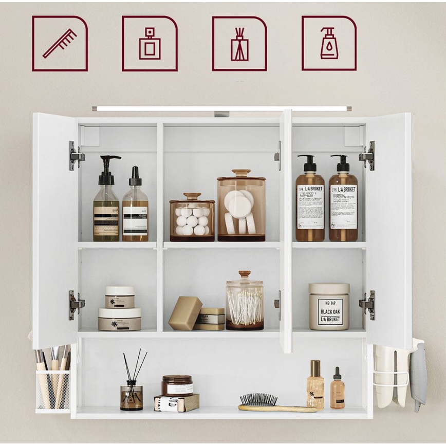 Armoire-miroir LED SKY pour salle de bains 70x70x16 cm 230V blanche