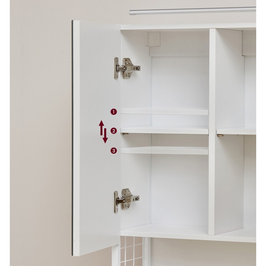Armoire-miroir LED SKY pour salle de bains 70x70x16 cm 230V blanche