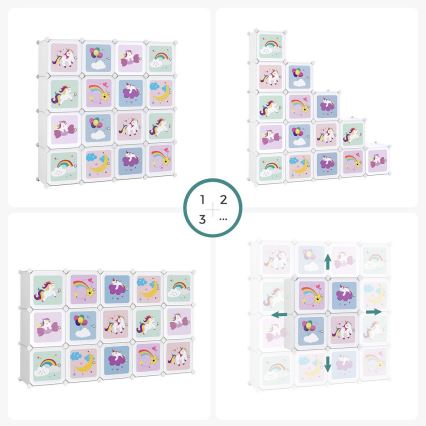 Armoire modulaire pour enfants avec boîtes de rangement ANET multicolore