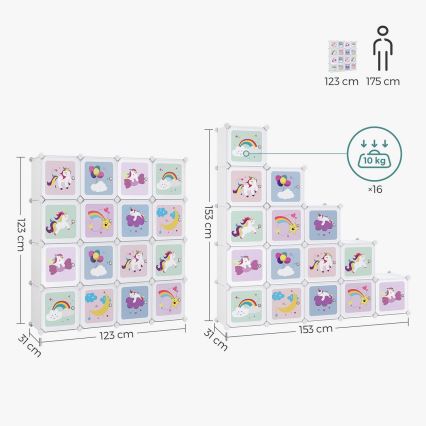 Armoire modulaire pour enfants avec boîtes de rangement ANET multicolore