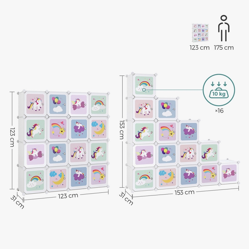 Armoire modulaire pour enfants avec boîtes de rangement ANET multicolore