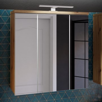 Armoire murale de salle de bains VENOM avec miroir, blanc/chêne artisan