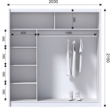 Armoire avec miroir SABRINA 203x215 cm blanc