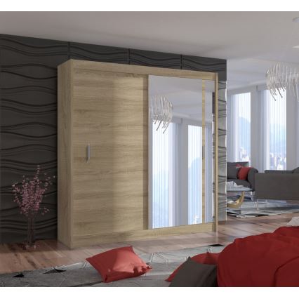 Armoire avec miroir SABRINA 203x215 cm chêne sonoma