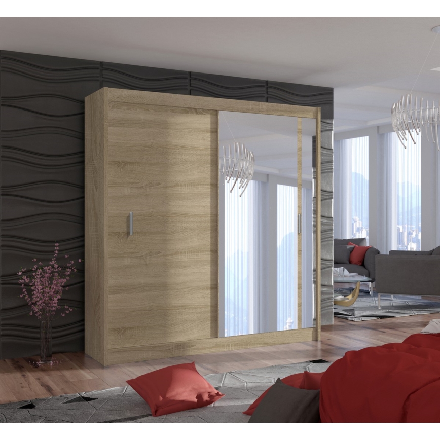 Armoire avec miroir SABRINA 203x215 cm chêne sonoma