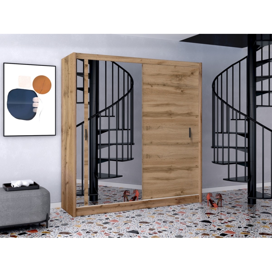 Armoire avec miroir SABRINA 203x215 cm chêne wotan