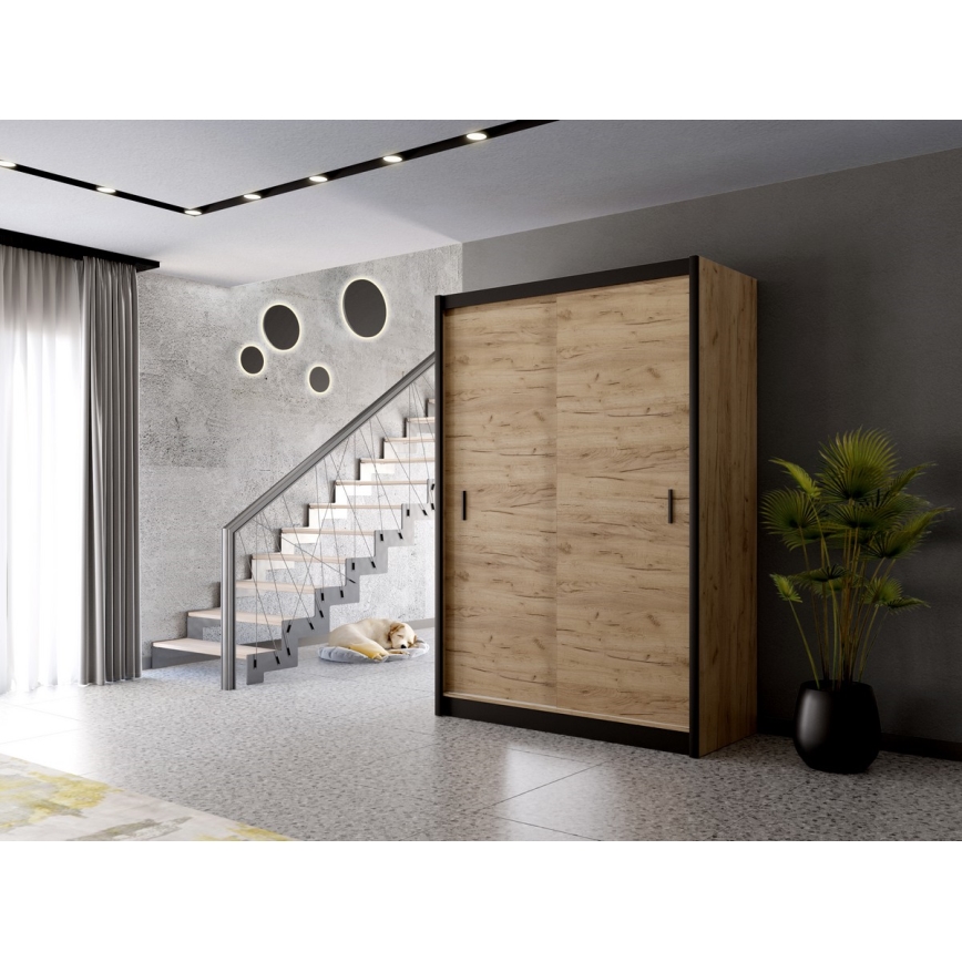 Armoire à portes coulissantes SAPHIRA 150x215 cm chêne craft