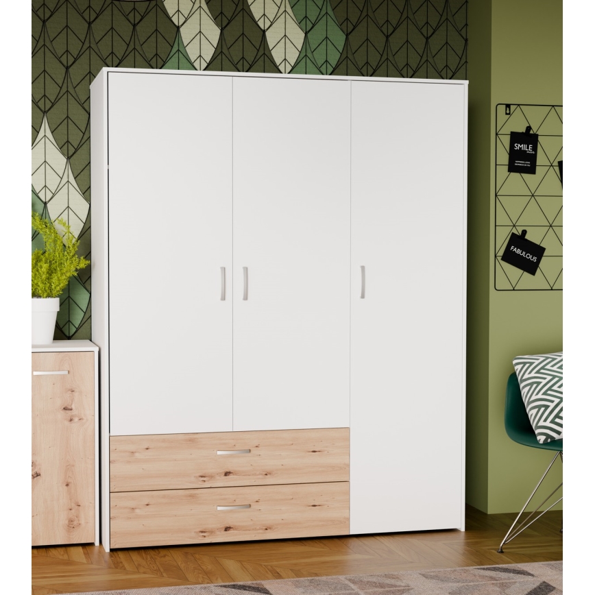Armoire URO 152x190 cm chêne artisan/blanc
