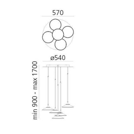 Artemide 0355030A - Dimbare LED hanglamp aan een koord ORSA CLUSTER LED/37W/230V 3000K
