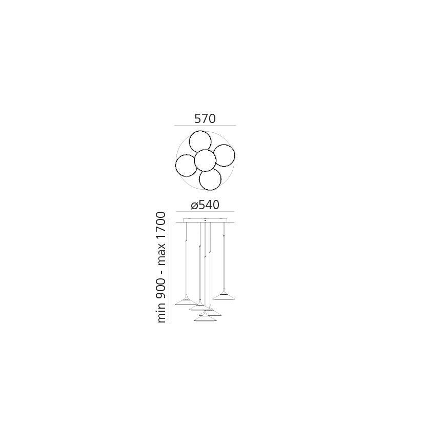 Artemide 0355030A - Dimbare LED hanglamp aan een koord ORSA CLUSTER LED/37W/230V 3000K