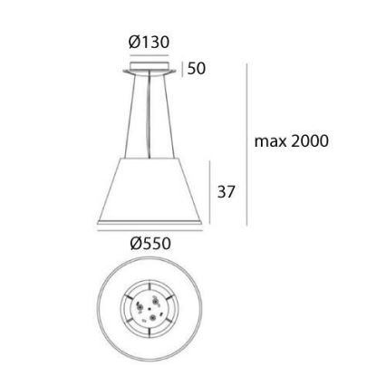 Artemide 1124110A - Hanglamp aan een koord CHOOSE MEGA 3xE27/12W/230V diameter 55 cm wit