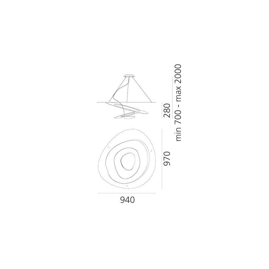 Artemide 1254110A - Dimbare LED hanglamp aan een koord PIRCE LED/44W/230V 3000K wit
