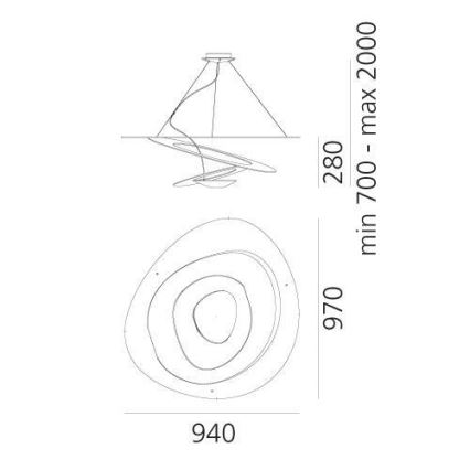 Artemide 1254120A - Dimbare LED hanglamp aan een koord PIRCE LED/44W/230V 3000K goud