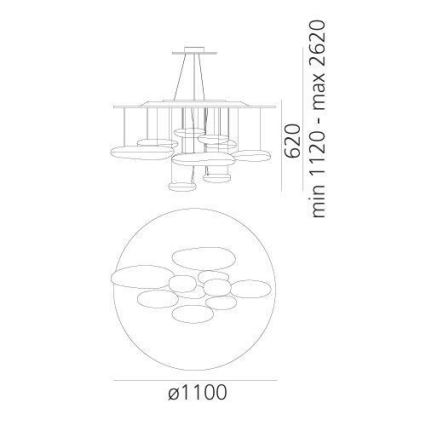 Artemide 1367110A - Suspension filaire à intensité variable MERCURY LED/58W/230V 3000K