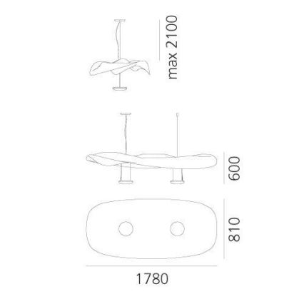 Artemide 1513010A - Hanglamp aan een koord COSMIC ENGEL 2xR7s/11W/230V glanzend chroom