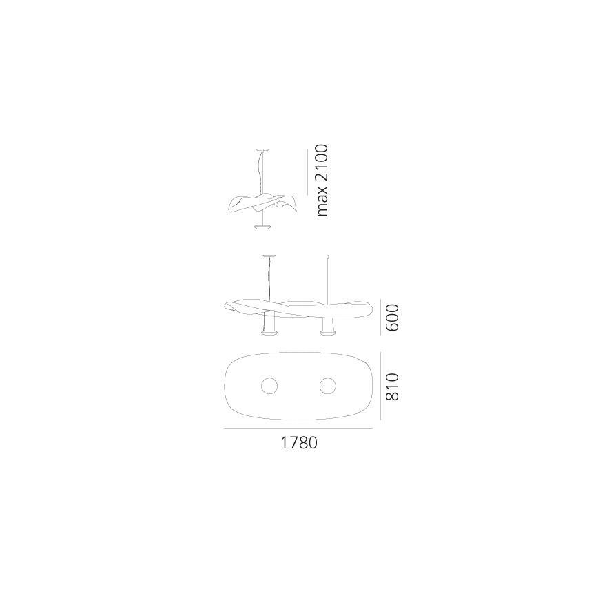 Artemide 1513010A - Hanglamp aan een koord COSMIC ENGEL 2xR7s/11W/230V glanzend chroom