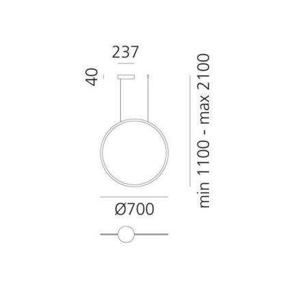 Artemide 1992010APP - Dimbare LED hanglamp aan een koord DISCOVERY LED/40W/230V 3000K antraciet
