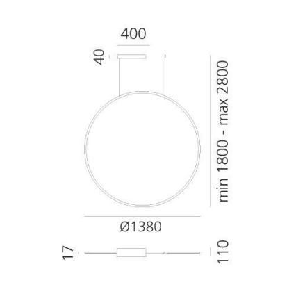 Artemide 1994310APP - LED RGBW Dimbare hanglamp aan een koord DISCOVERY LED/79W/230V 2700-6500K antraciet