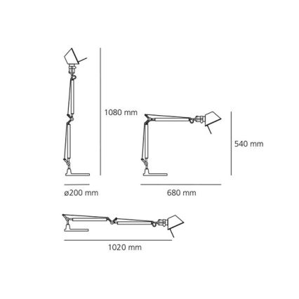 Artemide AR A005940+AR A008610 ENSEMBLE - Lampe de table TOLOMEO MINI 1xE27/70W/230V